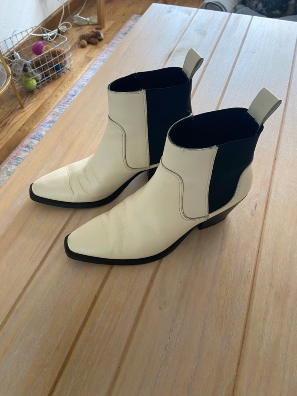 Everlane Western Cream Ankle Boots